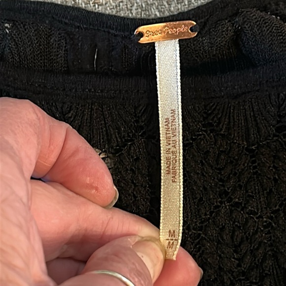 FREE PEOPLE FIRE ISLAND BLACK WOMENS SIZE M CINCH WAIST OPEN BACK KNIT TOP - Picture 8 of 13